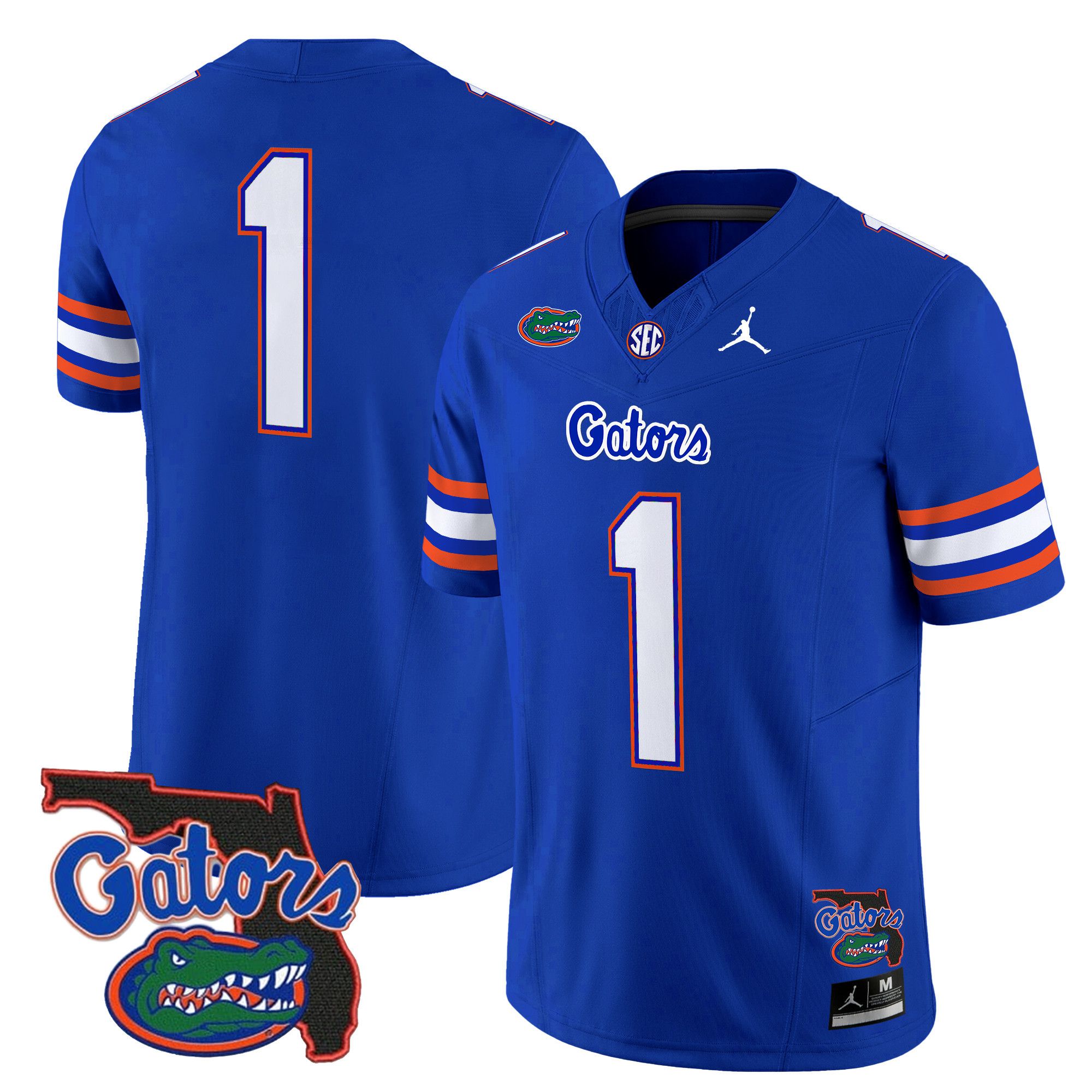 Men Florida Gators #1 No Name Blue 2024 Florida Patch Vapor Limited NCAA Jersey style 1->ncaa teams->NCAA Jersey
